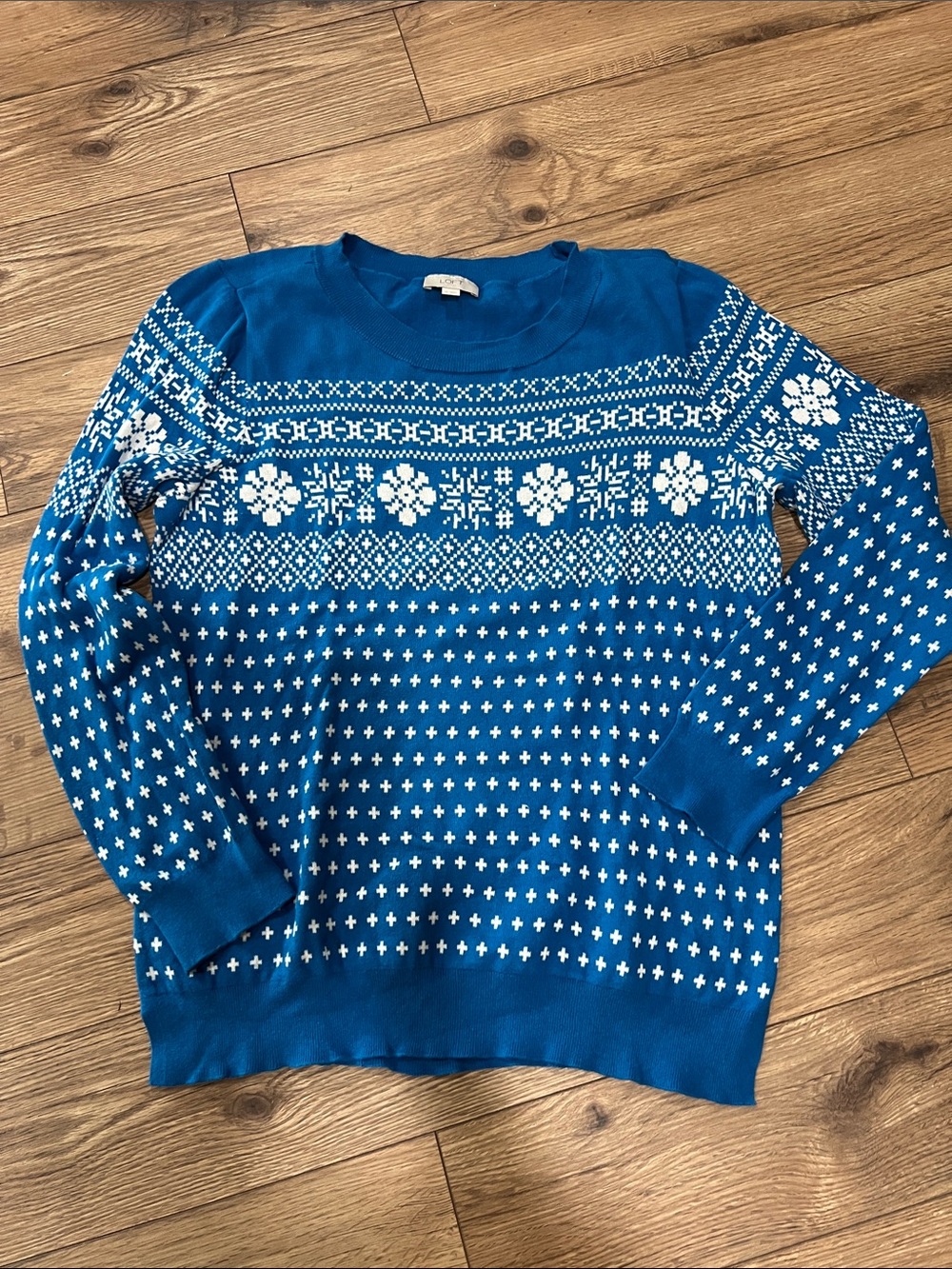 #CC Blue Fair Isle Crewneck Sweater - Women Christmas XL